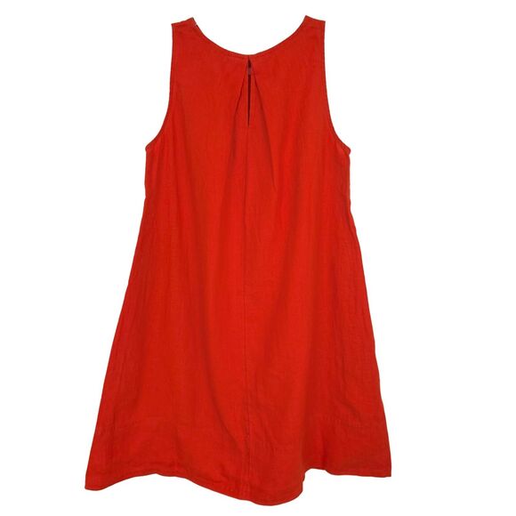MADEWELL Mini Shift Dress S Linen Bright Flame Red Crew Neck Sleeveless NWT A2 - Picture 3 of 6